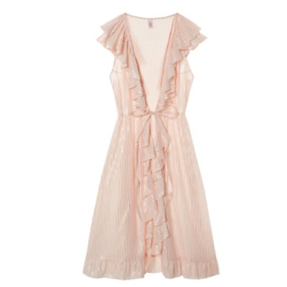 Victoria’s Secret Dream Angel Sheer Ruffle Sexy Stripe Midi Kimono Robe-L - Picture 13 of 15